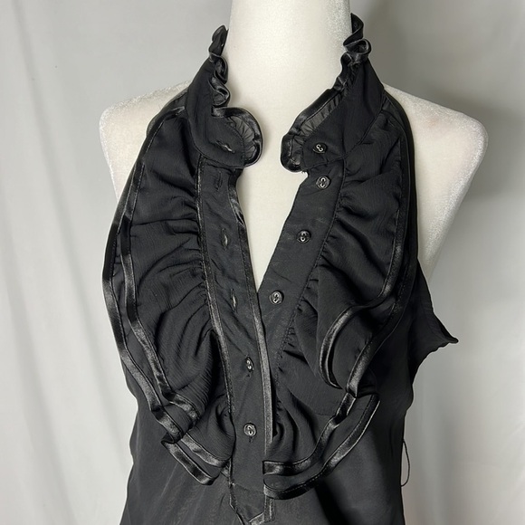 NWT Seductions sheer ruffled racerback long  tank tunic dress - Picture 2 of 8